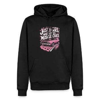 Mucle Cars Saying Girl - Men’s Premium Organic Hoodie - black - Front - Nico (187cm)