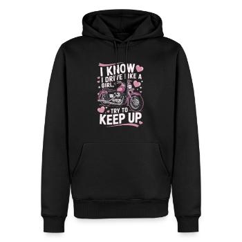 Motorrad Motorradfahrerin Frau Spruch - Männer Premium Bio Hoodie - Schwarz - Vorne - Nico (187cm)
