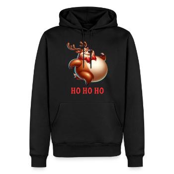 Renne HO HO HO - Sweat à capuche Premium bio Homme - noir - Devant - Nico (187cm)