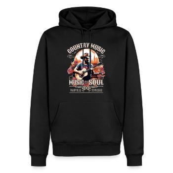 Musique country Guitare Guitariste Chanteur Vintage - Sweat à capuche Premium bio Homme - noir - Devant - Nico (187cm)