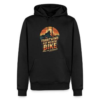 Mountainbike Downhill Berge Vintage Spruch - Männer Premium Bio Hoodie - Schwarz - Vorne - Nico (187cm)