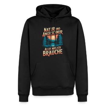 Angeln Fischen in der Natur lustiger Spruch - Männer Premium Bio Hoodie - Schwarz - Vorne - Nico (187cm)