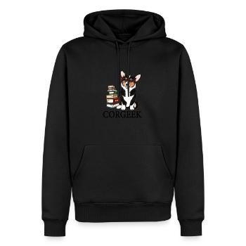 Corgi - Sweat à capuche Premium bio Homme - noir - Devant - Nico (187cm)