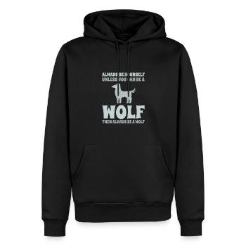 Dictons drôles de loup - Sweat à capuche Premium bio Homme - noir - Devant - Nico (187cm)