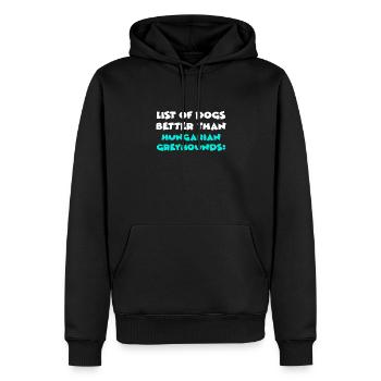 Lévriers hongrois - Sweat à capuche Premium bio Homme - noir - Devant - Nico (187cm)