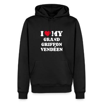 J’aime mon Grand Griffon Vendéen - Sweat à capuche Premium bio Homme - noir - Devant - Nico (187cm)