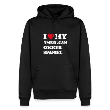 J’adore mon Cocker Américain Spaniel - Sweat à capuche Premium bio Homme - noir - Devant - Nico (187cm)