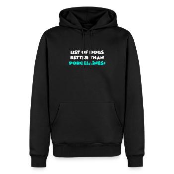 Porcelaines - Sweat à capuche Premium bio Homme - noir - Devant - Nico (187cm)