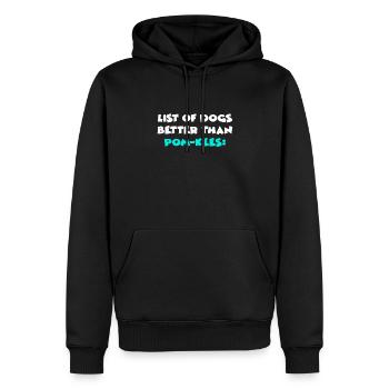 Pom-Kees - Männer Premium Bio Hoodie - Schwarz - Vorne - Nico (187cm)
