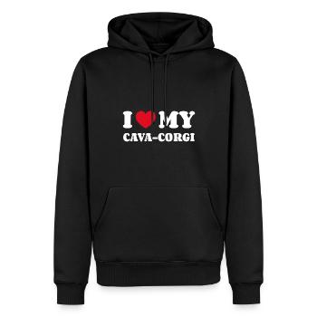 I Love My Cava-Corgi - Männer Premium Bio Hoodie - Schwarz - Vorne - Nico (187cm)