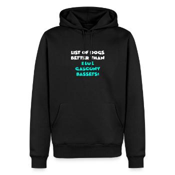 Bassets bleus de Gascogne - Sweat à capuche Premium bio Homme - noir - Devant - Nico (187cm)