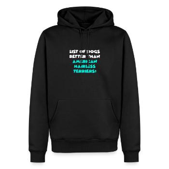 Terriers sans poils américains - Sweat à capuche Premium bio Homme - noir - Devant - Nico (187cm)
