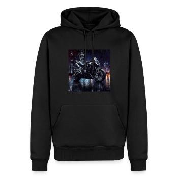 Art numérique de moto - Sweat à capuche Premium bio Homme - noir - Devant - Nico (187cm)