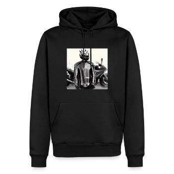 Dessin au crayon de moto - Sweat à capuche Premium bio Homme - noir - Devant - Nico (187cm)