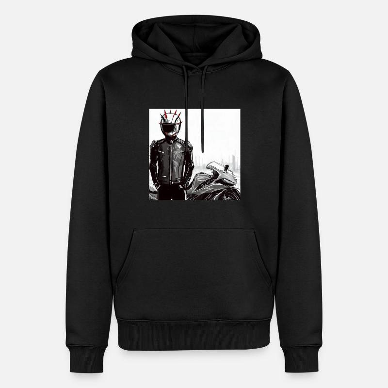 Dessin au crayon de moto - Sweat à capuche Premium bio Homme - noir