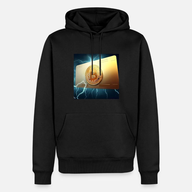 Carte Bitcoin en or - Sweat à capuche Premium bio Homme - noir