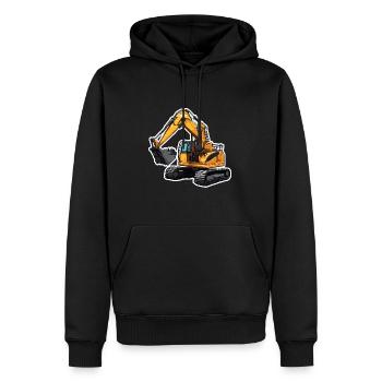 Pelle / chantier / machine / creuser / pelle - Sweat à capuche Premium bio Homme - noir - Devant - Nico (187cm)