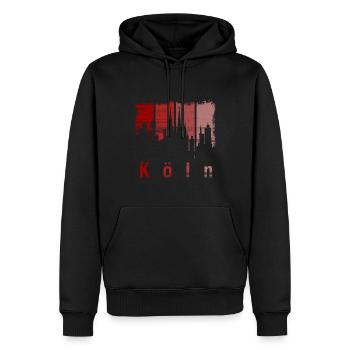 Köln Skyline Schriftzug - Männer Premium Bio Hoodie - Schwarz - Vorne - Nico (187cm)