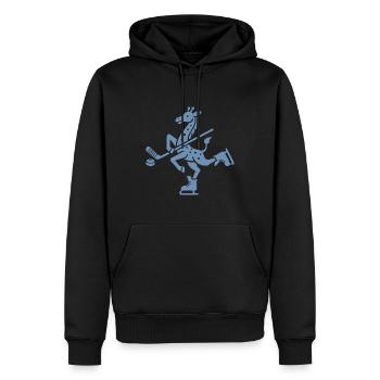 Giraffe Eishockey Silhouette Minimalistischer Puck - Männer Premium Bio Hoodie - Schwarz - Vorne - Nico (187cm)