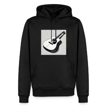 Guitare - Vintage - Country - Band - Liberté - Sweat à capuche Premium bio Homme - noir - Devant - Nico (187cm)