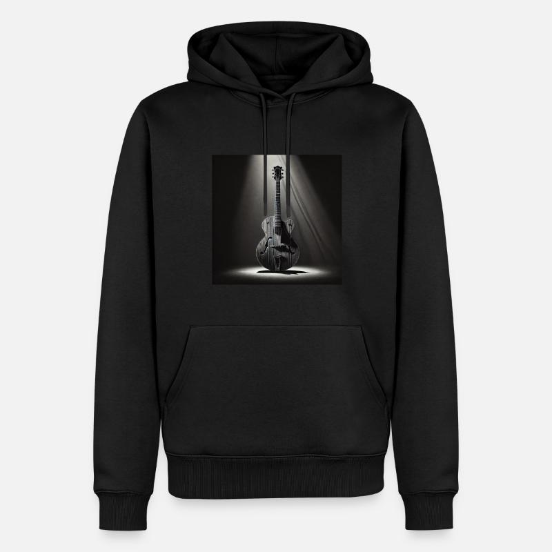 Schwarz-Weiß Gemälde einer E-Gitarre - Männer Premium Bio Hoodie - Schwarz