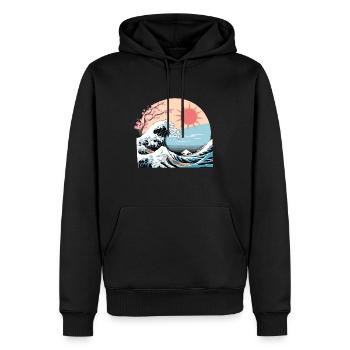 Big Wave Vaporwave Aesthetic 80s Anime Fashion - Männer Premium Bio Hoodie - Schwarz - Vorne - Nico (187cm)