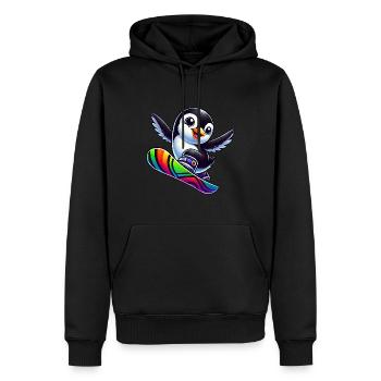 Süßer Pinguin Snowboard Comic Winterspaß - Männer Premium Bio Hoodie - Schwarz - Vorne - Nico (187cm)