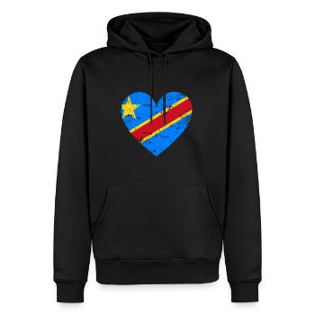 Demokratische Republik Kongo Flaggenherz - Männer Premium Bio Hoodie - Schwarz - Vorne - Nico (187cm)