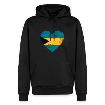 Drapeau des Bahamas Coeur - Sweat à capuche Premium bio Homme - noir - Devant - Nico (187cm)