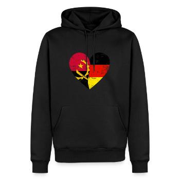 Angola Allemagne Drapeau Coeur - Sweat à capuche Premium bio Homme - noir - Devant - Nico (187cm)