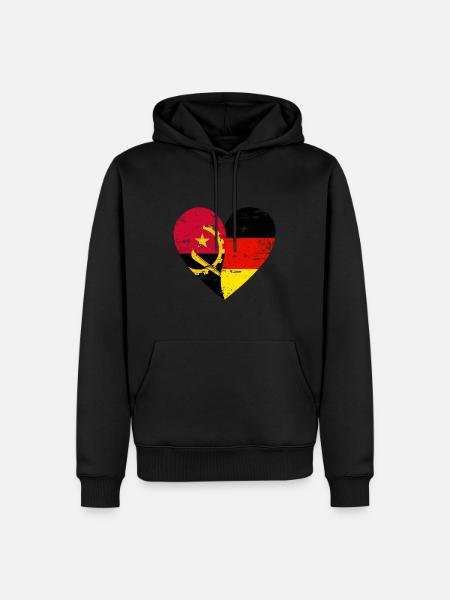 Angola Germany Flag Heart - Men’s Premium Organic Hoodie - black