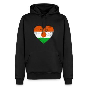 Niger flag heart - Men’s Premium Organic Hoodie - black - Front - Nico (187cm)