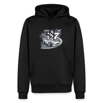 Thème de la voiture de course du 7e anniversaire pour les garçons - Sweat à capuche Premium bio Homme - noir - Devant - Nico (187cm)