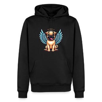 Ange carlin mignon avec des ailes dessin animé Chibi - Sweat à capuche Premium bio Homme - noir - Devant - Nico (187cm)