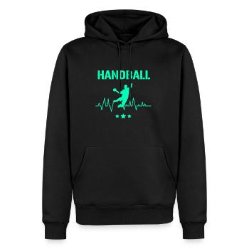 Handball EKG Herzschlag Puls Sprungwurf - Männer Premium Bio Hoodie - Schwarz - Vorne - Nico (187cm)