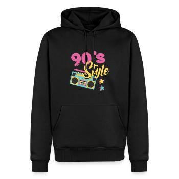 90's style - Men’s Premium Organic Hoodie - black - Front - Nico (187cm)