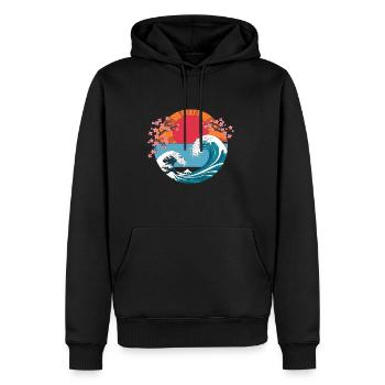 Big Wave Vaporwave Aesthetic 80s Anime Fashion - Männer Premium Bio Hoodie - Schwarz - Vorne - Nico (187cm)