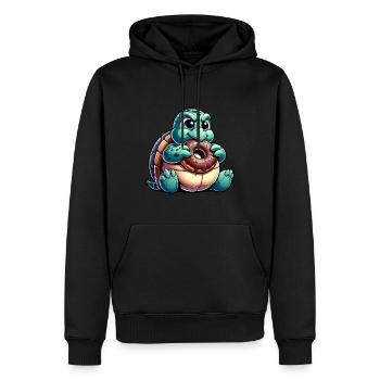 Süße mollige Schildkröte Donut Cartoon - Männer Premium Bio Hoodie - Schwarz - Vorne - Nico (187cm)