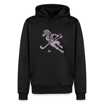 Minimalistisches Zebra Eishockey Silhouette - Männer Premium Bio Hoodie - Schwarz - Vorne - Nico (187cm)