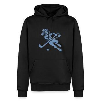 Minimalistisches Zebra Eishockey Silhouette - Männer Premium Bio Hoodie - Schwarz - Vorne - Nico (187cm)