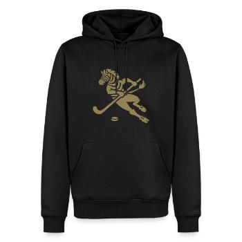 Minimalistisches Zebra Eishockey Silhouette - Männer Premium Bio Hoodie - Schwarz - Vorne - Nico (187cm)