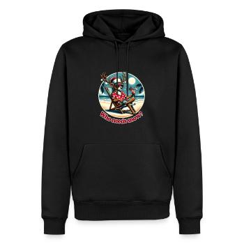 Vacances à Noël, rennes frais sur la plage - Sweat à capuche Premium bio Homme - noir - Devant - Nico (187cm)