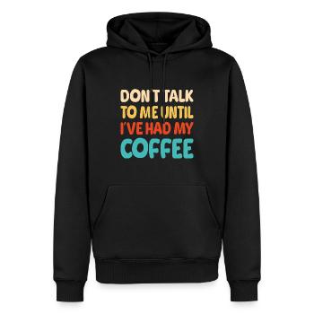 Coffee Saying Fun - Men’s Premium Organic Hoodie - black - Front - Nico (187cm)