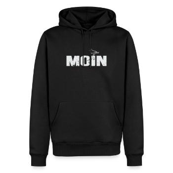Moin Norddeutschland Plattdeutsch Geschenkidee - Männer Premium Bio Hoodie - Schwarz - Vorne - Nico (187cm)