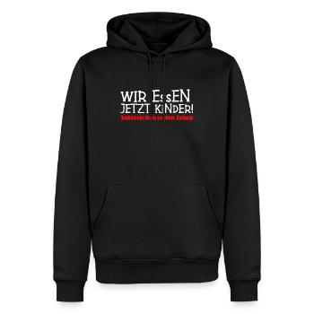 Wir Essen Jetzt Kinder Grammatik Spruch Humor - Männer Premium Bio Hoodie - Schwarz - Vorne - Nico (187cm)