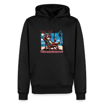 drôle anti renne de Noël en vacances - Sweat à capuche Premium bio Homme - noir - Devant - Nico (187cm)
