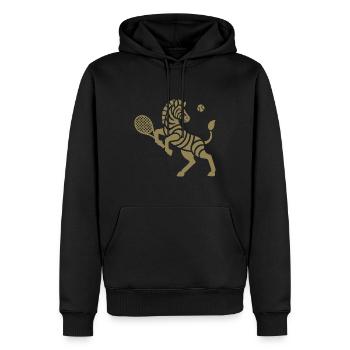 Zebra Tennis Silhouette Minimalistisches Design - Männer Premium Bio Hoodie - Schwarz - Vorne - Nico (187cm)