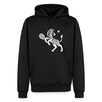 Zebra Tennis Silhouette Minimalistisches Design - Männer Premium Bio Hoodie - Schwarz - Vorne - Nico (187cm)