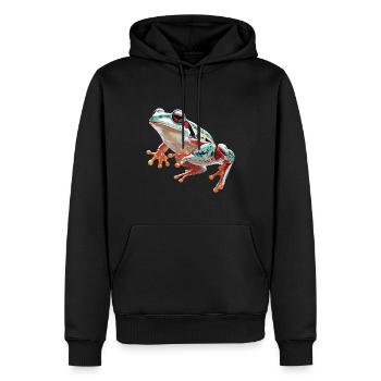 Frosch - Männer Premium Bio Hoodie - Schwarz - Vorne - Nico (187cm)