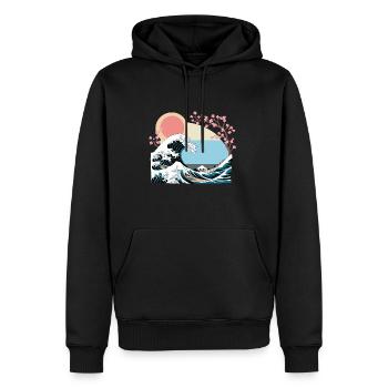Big Wave Vaporwave Aesthetic 80s Anime Fashion - Männer Premium Bio Hoodie - Schwarz - Vorne - Nico (187cm)